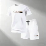 2026 Summer Men's Streetwear 2 Piece Set O-Neck T-Shirt+Sports Shorts Quick Dry