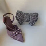 Insightlink Elegant Italian Design Pink Butterfly Shoes and Bag Set for Women - Image 3