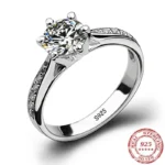 Luxury 925 Sterling Silver Classic Ring for Women Six claw jewelry simple 70ct