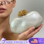 2026 New Shoulder Bag For Women Acrylic Alloy Flower Shell Bag Ladies Fashion Wedding