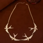 Hiphop Punk Gold Color Little Swallow Necklace for Women Exaggerated Splicing Chain - Image 3