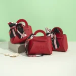 Easter Leather Mini Gift Bags With Bow Ribbon Thank You Embossed Packaging