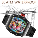 Luxury Watch Men Wrist Watches Tonneau Multifunction Graffiti Dial Auto Date Waterproof - Image 3