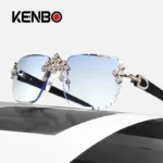 2025 Fashion Square Rimless Sunglasses For Women Cross Diamond Metal Frame - Image 2