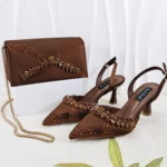 QueenaYan Slip-on High Heels and Matching Small Bag Nigeria Fashionable Party
