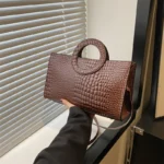 Women's Crocodile Pattern PU Leather Handbags Green Square Bag Fashion Brand