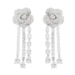 Valuable Flower Diamond Cz Dangle Earring 925 Sterling silver Party Wedding - Image 4