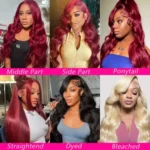 30 Inch Burgundy Body Wave Human Hair Wigs 13x4 HD Lace Frontal Wig Colored 99j - Image 4