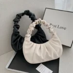 Fashion Pleated Handlebags for Women PU Cloud Bags Leisure Armpit Bag Shopping - Image 3