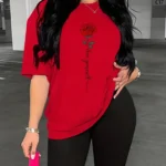 Rose Print Women's Sleeve Tops Tees Comfortable Casual Summer Fashion Summer