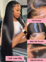 40 42 Inch 13x4 13x6 HD Transparent Bone Straight Lace Front Wigs 250% Brazilian Human - Image 5
