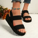 Women Slingback Wedge Sandals Outdoor Summer Lightweight Slides Solid - Image 3