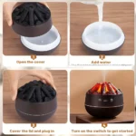 Simulated Charcoal Fire Humidifier Silent Ultrasonic Dual Mist Mode Built - Image 4