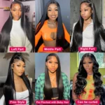 250% Black 30 Inch 13x4 Straight Lace Front Human Hair WIgs Transparent Lace Front Human - Image 5