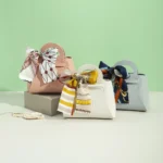 Easter Leather Mini Gift Bags With Bow Ribbon Thank You Embossed Packaging - Image 5