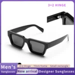 Ruiao 2026 fashion black small rectangular thick frame sunglasses for men - Image 3