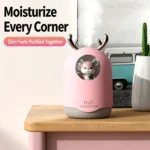 300ml USB Plug Cute Deer Humidifier Quiet Desktop Night Light Humidifier Portable - Image 3