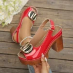 Summer New Women's Fashion Metal High-heeled Sandals Gladiator Casual Versatile Fish Mouth - Image 3