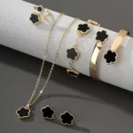 5 Pcs Set Jewelry Stainless Steel Five Leaf Clover 316L Bracelets For Women - Image 2