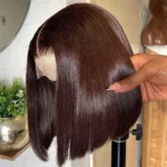 13X4 Chocolate Brown Straight Bob Wig 4X4 Silky Straight HD Lace Frontal Wig Natural