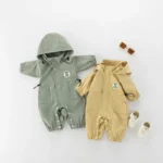 MILANCEL ﻿Autumn Baby Romper Outdoor Jacket 0-2Y Unisex Infant Casual Double-layer Hooded