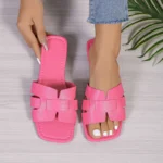 Plus Size Women's Sandals Trendy Knitted Flat Bottom Casual Couple Beach Shoes Summer - Image 4