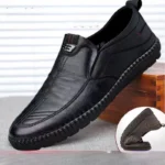 Mens Leather Loafers Non Slip Walking Flats Breathable Outdoor Slip on Casual