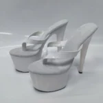 Summer Sexy 6 Inch High Heels Nightclub Stylish 15cm Stiletto Slippers Princess Beige - Image 2
