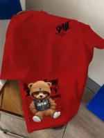 European and American men's summer personalized letter bear print comfortable - Image 3