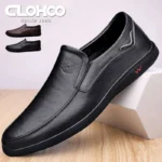 CLOHOO Men's Business Casual Shoes Handmade Layered Cowhide Rubber