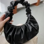 Fashion Pleated Handlebags for Women PU Cloud Bags Leisure Armpit Bag Shopping