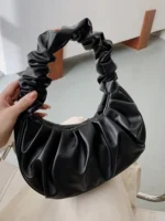 Fashion Pleated Handlebags for Women PU Cloud Bags Leisure Armpit Bag Shopping