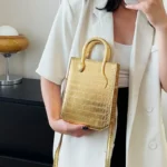 Stone Patterned Handbag for Women Glossy Purse and Handbags Crossbody Bags - Image 3
