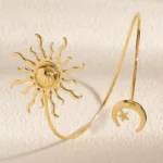 Personality Ocean Style Metal Sun Moon Arm Bangles for Women Ladies Fashion Beach Vacation - Image 5