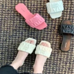 *Summer Open Toe Fashion Solid Color Square Toe Lightweight New Slippers Square - Image 6