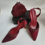 Insightlink Silver Ab Handmade Shoes and Bag Set Diamond Sandals for Wedding - Image 2