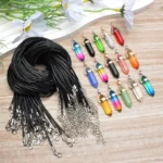 15PCS/set Random Fashion Hexagonal Column Pendants, Mixed Color Chakra