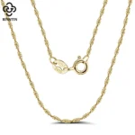 Rinntin 14K Gold 925 Sterling Silver 1.5mm Twisted Singapore Rope Chain Diamond-cut Thin