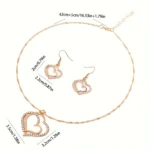Sparkling Rhinestone Double-layer Hollow Heart-shaped Pendant Necklace - Image 5