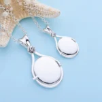 Catuni Shell Mermaid H2O Openable Pendant Necklace Silver Color Inlaid Crystal Zircon - Image 5