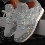 2025 New Women Flat Sneakers Casual Bling Vulcanized Shoes Women Mesh Lace - Image 3