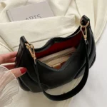 Women's French Handbag Shoulder Bag Textured Crossbody Bag Zipper Closure - Image 3