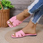 Plus Size Women's Sandals Trendy Knitted Flat Bottom Casual Couple Beach Shoes Summer