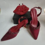 Insightlink Silver Ab Handmade Shoes and Bag Set Diamond Sandals for Wedding