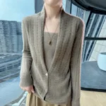 Scarf Collar Women Cardigan Tops Autumn Winter New Chic 100% Merino - Image 5
