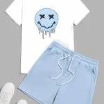 Men's 3D printed fashionable T-shirt+shorts set, men's fun pattern short sleeved shorts