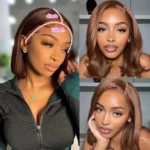 13X4 Chocolate Brown Straight Bob Wig 4X4 Silky Straight HD Lace Frontal Wig Natural - Image 3
