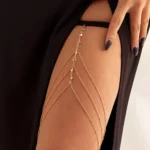 Boho Elastic Band Crystal Leg Thigh Chain for Women Summer Beach Sexy Tassel Multilayer