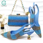 New Italian Design Stylish And Elegant Sky Blue Rhinestone Embellishe