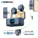 KEBIDU Wireless Lavalier Microphone Double Noise Reduction HiFi Sound